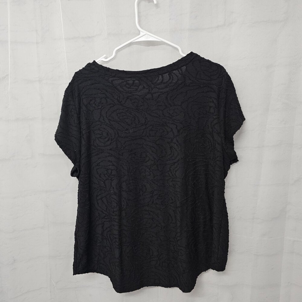 Simply Vera Vera Wang Blouse Black Grunge Casual Indie Textured 2XL - Picture 4 of 9